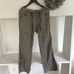 et グレー ワークパンツ ドローストリング付き