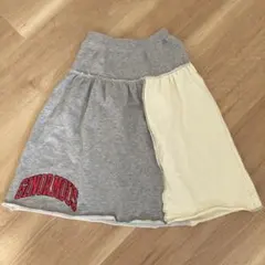 チャオパニックティピーキッズスウェットスカート　Lリメイク風グレー×アイボリー