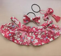 ラボット服　LOVOT　ハンドメイド　和柄7　桜疋田　レッド