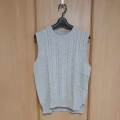 美品 グローバルワーク ニットベスト グレー ニット ベスト レイヤードコーデ