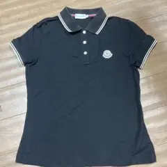黒いポロシャツ 半袖 ストライプ付き