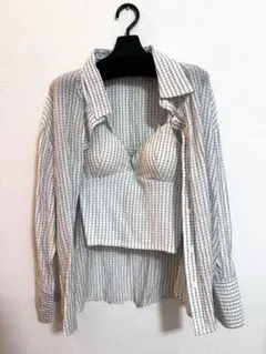 EMODA エモダ チェック柄長袖シャツ ブラレット付き　4way