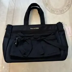 Maison de FLEUR ブラックトートバッグ　レッスンバッグ