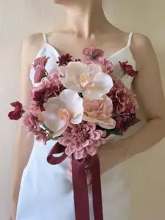 アーティフィシャルフラワーブーケ　前撮り　造花ブーケ　ウエディングブーケ　結婚式