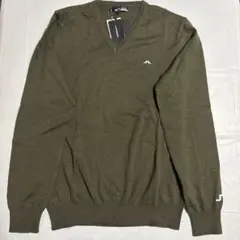 J.LINDEBERG メンズ Vネック セーター 長袖　カーキ　L