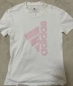 adidas アディダス 半袖Tシャツ 白 ピンク ロゴ 秋のスポーツ 運動会
