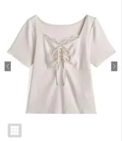 GRL レースアップ 半袖 カットソー アイボリー fo2392