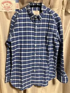 ブルックス ブラザーズ M チェック 長袖 BDシャツ 小ダメージ ブルー系