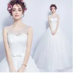 ホワイトAラインウェディングドレス XSサイズ