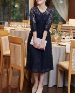 【新品未使用(タグあり)】総レースフレアワンピースドレス