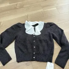 【CELFORD】タグ付き未使用　襟付きビジューボタンカーディガン（ブラック）