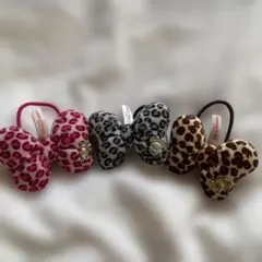 ディズニー ヒョウ柄リボン ヘアアクセサリー 3個セット