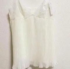 フリルレースチュールキャミソール　トップ　ビスチェ　プリーツ　新品