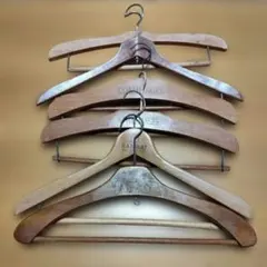 昭和レトロ　木製ハンガー　6本　アンティーク
