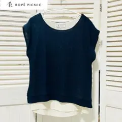 極美品 ROPE PICNIC ドッキング サマーニット 38 ロペピクニック