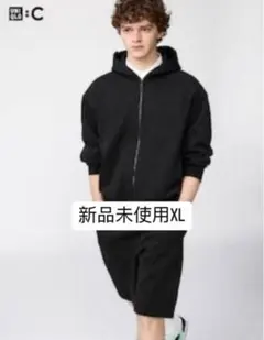 UNIQLO:C ユニクロ フルジップアップ パーカー XL黒 男女兼用