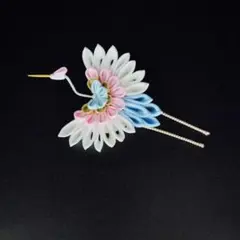 つまみ細工　鶴　髪飾り　着物　袴　浴衣　振袖　成人式　卒業式　結婚式
