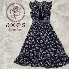 【axes femme 】小花柄シフォン ノースリーブ ワンピース 総柄