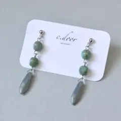 NO.1135 ターコイズブルーチェコダガービーズイヤリング/ピアス