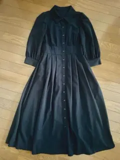 新品プロポーションボディドレッシングネイビー ロングワンピース7部袖S清楚上品