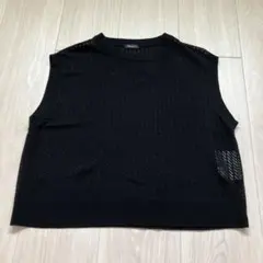 黒 メッシュ ノースリーブ ニットベスト