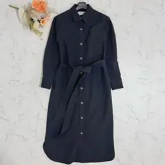 美品✨ラルフローレン シルク90 シャツワンピース シェルバックル 黒 M 9 美品✨ラルフローレン シルク90 シャツワンピース シェルバックル 黒 M