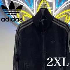 新品2XL⭐️adidasアディカラー デニムファイヤーバード トラックトップ 黒