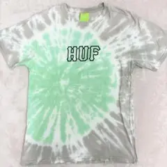HUF Tシャツ タイダイ染め総柄　グレー/グリーン