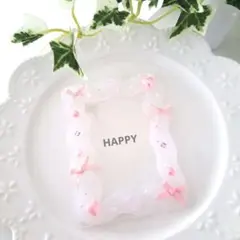 クリアホイップトレカケースデコ　ピンク　Ｂ8縦入れ　リボン