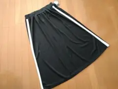 ウエスト総ゴム＆両サイド白太ライン入り仕様×黒☆ロングスカート【4L】