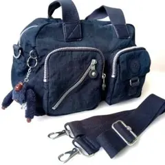 【良品】キプリング　2way ショルダーバッグ　ネイビー　シルバー金具