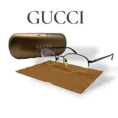 GUCCI グッチ メガネ オーバル ハーフリム 度入り Gロゴ ネイビー