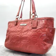 コーチ　トートバッグ　エナメル　レザー　赤　19462
