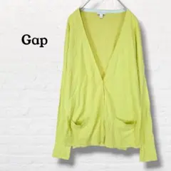 GAP ギャップ☆シルク混Vネック カーディガン【L】イエロー系