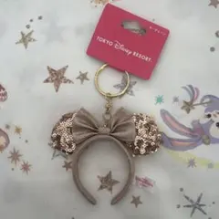 ディズニー キーチェーン カチューシャ スパンコール ミニー りぼん