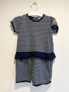 MONCLER ボーダー ロンパース フリル ネイビー　カバーオールのサムネイル