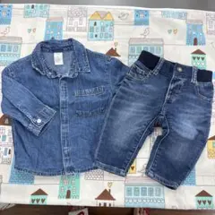 H&Mデニムシャツ＆GAPパンツセット 6M