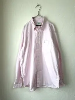 Crocodile クロコダイル シャツ 長袖 ピンク コットン 綿 ロゴ L