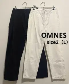 オムネスsize2コットンタックパンツ 2本セット ブラックホワイト綿のサムネイル