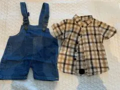 子ども服⭐︎チェック柄ブラウスとデニムオーバーオールセット