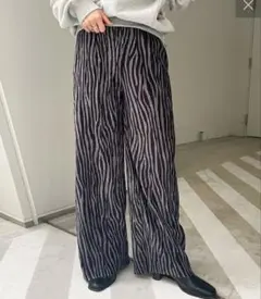 FRIFUL ゼブラ柄 起毛 ワイドパンツ M ブラック グレー ガウチョ