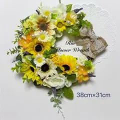 ハンドメイドアーティフィシャルフラワーリース パープルグリーン系