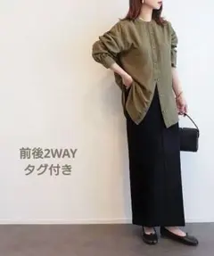 新品 ikka 前後2WAYバンドカラーシャツ Lサイズのサムネイル