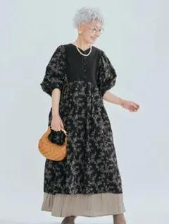 AIJAN 総刺繍花柄ワンピース