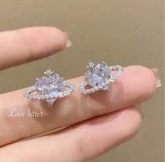 惑星型ハートクリスタルピアス