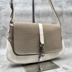 GUCCI ジャッキー ワンショルダー GGキャンバス レザー ベージュ