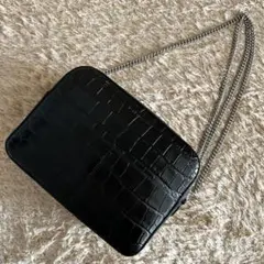 極美品✨ J&M DAVIDSON ペブル クロコ ショルダーバッグ チェーン