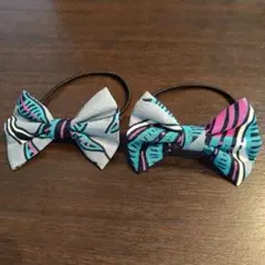 ハンドメイド＊④アフリカ布 リボンヘアゴム 2つセット