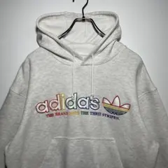 adidas アディダス　スウェットパーカー　サイズL デカロゴ　希少　古着