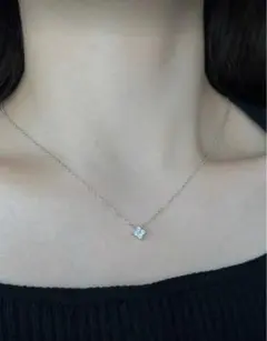 シルバー925 花モチーフネックレス CZダイヤ